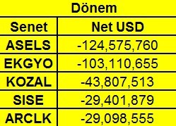 8 aylık net yabancı pozisyonları