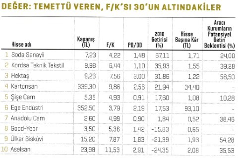 2019’un yıldız hisseleri