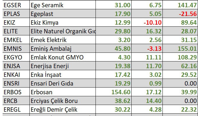 Yılbaşından bu yana en çok kaybettiren hisseler